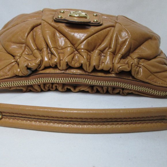Marc Jacobs Camila camel Leather quilted patchwork shoulder bag purse Italy zip - Picture 11 of 14